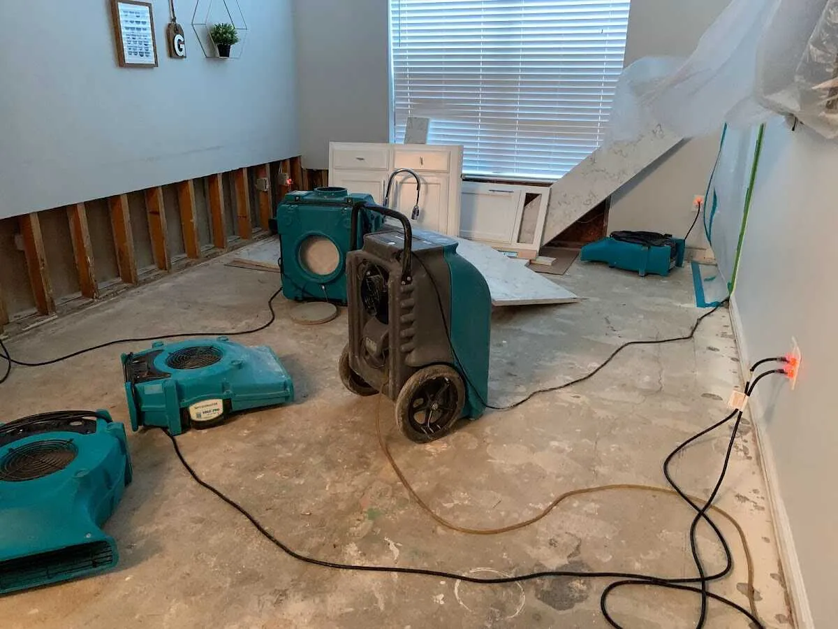 Dehumidifier in flood-cut room for Water Damage Restoration in Waldoboro